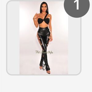 Hot Miami Styles Black Skinny Faux Leather Pants